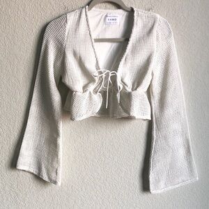 Sabo Eclipse Top Long Wide Sleeve Crochet Tie Front XS